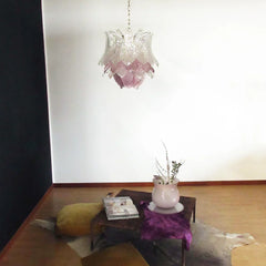 Vintage Murano Transparent Amethyst Glass Chandelier 24.8"