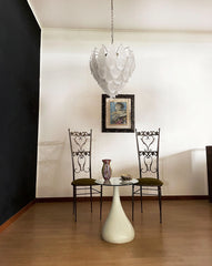 Murano Frosted Carved Glass Leaves Chandelier 21"