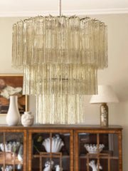 Murano Honey Glass Tube Chandelier 25.6"