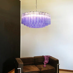 Murano Large Amethyst Glass Tube Chandelier 32.3"