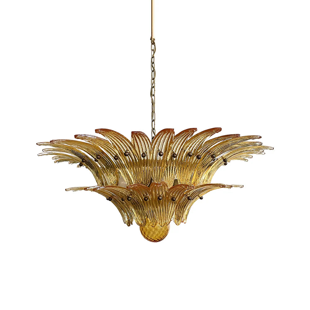 Murano Palmette Amber Chandelier 34"