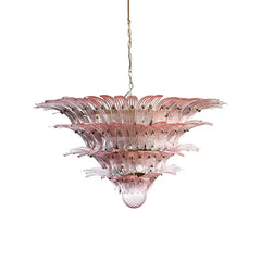 Murano Palmette Glass Pink Chandelier 45.3"