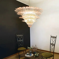 Murano Palmette Glass Pink Chandelier 45.3"