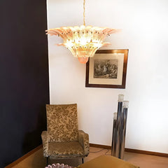 Murano Palmette Pink Chandelier 34"