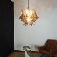 Murano Smoked Ferns Glass Chandelier 31.5"