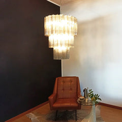 Murano Smoked Glass Tube Chandelier 25.6"