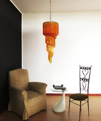 Murano Spiral Amber Prism Glass Chandelier