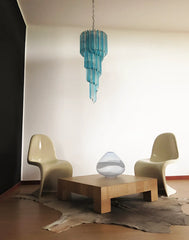 Murano Spiral Transparent Blue Prism Glass Chandelier