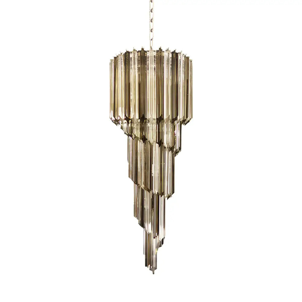 Murano Spiral Transparent Smoked Prism Glass Chandelier