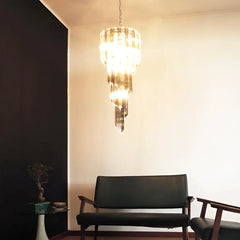 Murano Spiral Transparent Smoked Prism Glass Chandelier