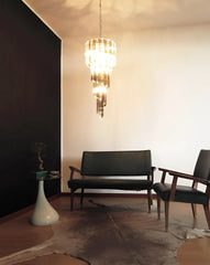 Murano Spiral Transparent Smoked Prism Glass Chandelier