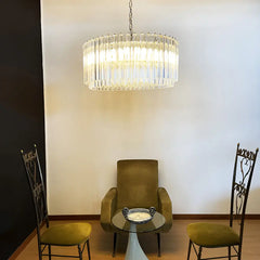 Murano Triedri Round Prisms Transparent Chandelier