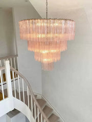 Vintage Murano Pink Glass Chandelier 33.5"