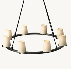 PAUILLAC FABRIC SHADE ROUND CHANDELIER 36"