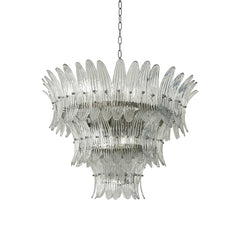 Palm Leaves Murano Transparent Glass Chandelier 35.4"