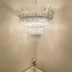 Palm Leaves Murano Transparent Glass Chandelier 35.4"