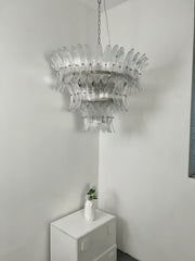 Palm Leaves Murano Transparent Glass Chandelier 35.4"