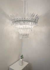 Palm Leaves Murano Transparent Glass Chandelier 35.4"