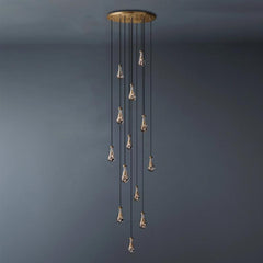 Raindrop Round Long High Ceiling Chandelier Light D36''
