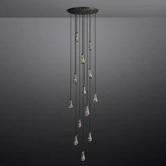 Raindrop Round Long High Ceiling Chandelier Light D36''