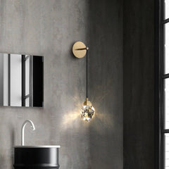 Mamie Modern Faceted Crystal Wall Sconce For Bedroom