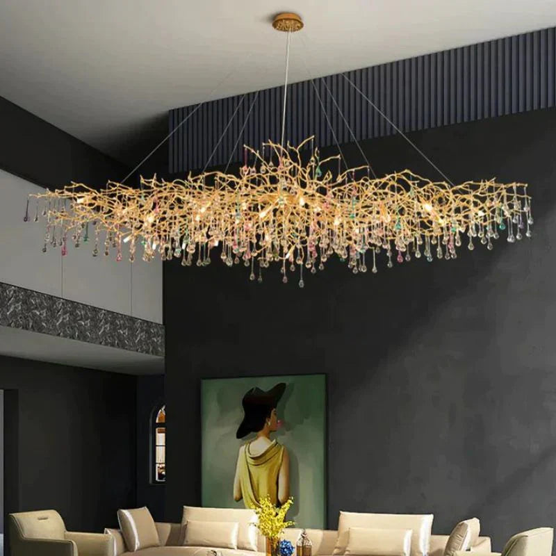 Teardrop Colorful Crystal Dining Branch Chandelier