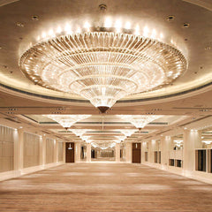Round flush mount crystal chandelier