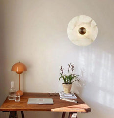 Egwent Dish Round Alabaster Wall Sconce