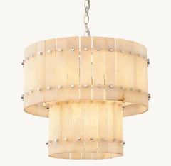 San Marco Alabaster Round Tiered Chandelier 22"