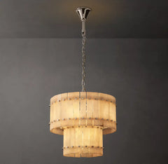 San Marco Alabaster Round Tiered Chandelier 22"