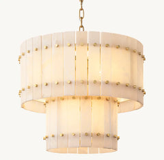 San Marco Alabaster Round Tiered Chandelier 22"
