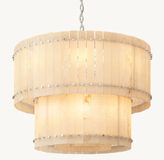 San Marco Alabaster Round Tiered Chandelier 37"
