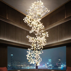 Twilight Branches Ceramic Ginkgo Leaf Large Chandelier 110'' 118'' 157''H#size_27.5" x 118" / 70 x 300cm