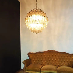 Spherical Murano Poliedri Smoked Glass Chandelier 23.6"