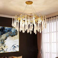 Simsia Teardrop Round Crystal Chandelier 23.6" 33.5" 41.3" 49"D