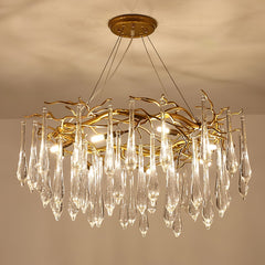 Simsia Teardrop Round Crystal Chandelier 23.6" 33.5" 41.3" 49"D