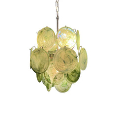 Vintage Murano Green Glass Disks Chandelier
