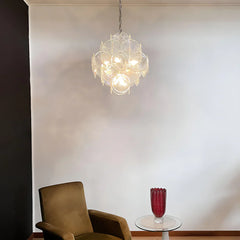 Vintage Murano Iridescent Disks Chandelier 19.7"