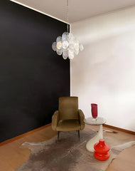 Vintage Murano Iridescent Disks Chandelier 19.7"