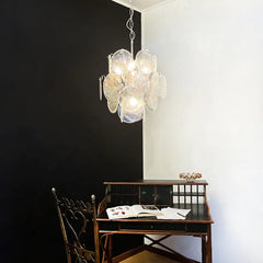 Vintage Murano Iridescent Glass Disks Chandelier 17.7"