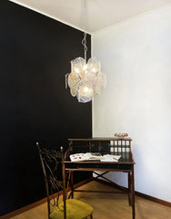 Vintage Murano Iridescent Glass Disks Chandelier 17.7"