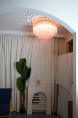 Vintage Murano Pink Glass Ceiling Light 25.6"