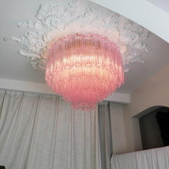 Vintage Murano Pink Glass Ceiling Light 25.6"