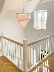 Vintage Murano Pink Glass Chandelier 33.5"