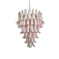 Vintage Murano Pink Glass Petals Chandelier 31.5"