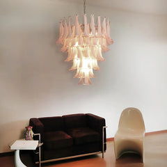 Vintage Murano Pink Glass Petals Chandelier 31.5"