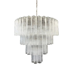Vintage Murano Transparent Glass Chandelier 33.5"