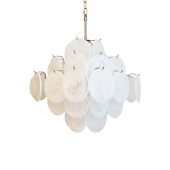 Vintage Murano White Disks Chandelier 19"