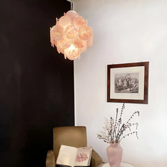 Vintage Murano Pink Disks Chandelier
