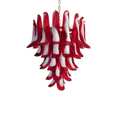 Vintage Red Murano Glass Petals Chandelier 26"
